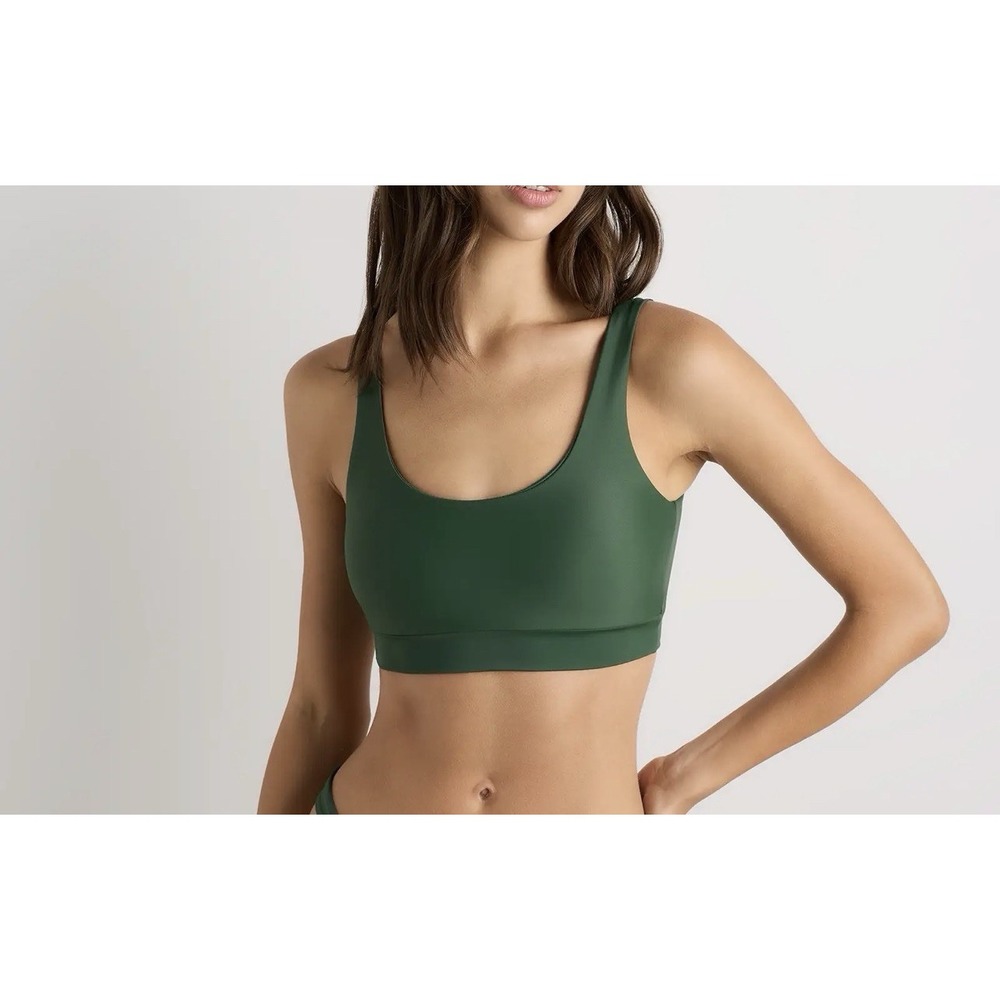 NWT Quince Palm Green Italian Tank Bikini Top Size Medium